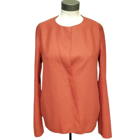 HARRIS WHARF LONDON boxy jacket felt wool career blazer in coral Size 44 8 NEW - Picture 2 of 9